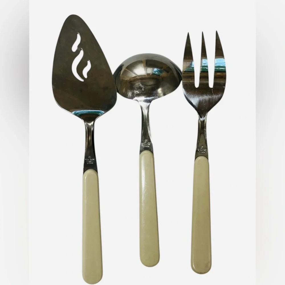 Vintage International Tableworks Heartland Serving Utensils 3 Pc Taiwan Folk Art